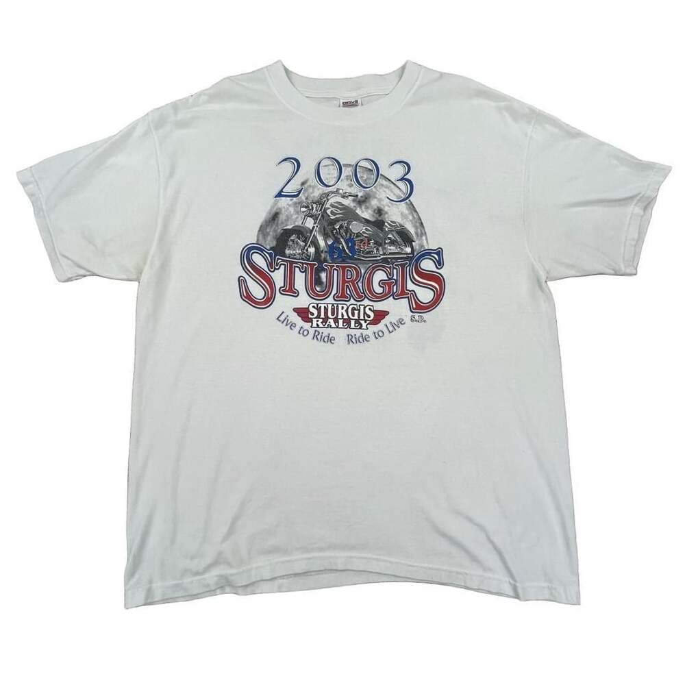 Vintage 2003 Sturgis 63rd Annual Motorcycle Rally Tee White XL Anvil 50/50